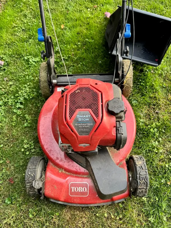 Toro 22" Recycler Self-Propelled Mower, $250

This Toro has been used for two seasons and is ready to go for next spring. It runs a 150cc Briggs & Stratton engine with front-wheel drive. Toro's Recycler deck mulches the clippings back into the lawn, and the rear bagger is included if you'd rather collect them.

What you get:

Toro 22" Recycler, self-propelled (front-wheel drive)
150cc Briggs & Stratton engine
Rear bag included
SmartStow design, so it folds and stores upright to save garage space

Pickup: Local pickup in South Burlington. - alternate view