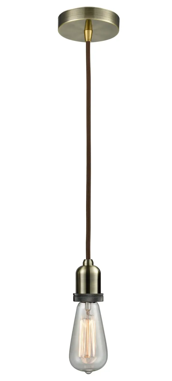 The bare bones of industrial style at its finest. This simple bare bulb pendant can be artfully hung with its varying cord lengths and provided hooks to set a hand crafted tone in any room.  Single to multi-light options in custom cord lengths available.