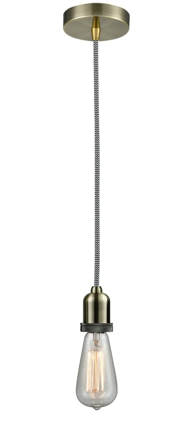 The bare bones of industrial style at its finest. This simple bare bulb pendant can be artfully hung with its varying cord lengths and provided hooks to set a hand crafted tone in any room.  Single to multi-light options in custom cord lengths available.