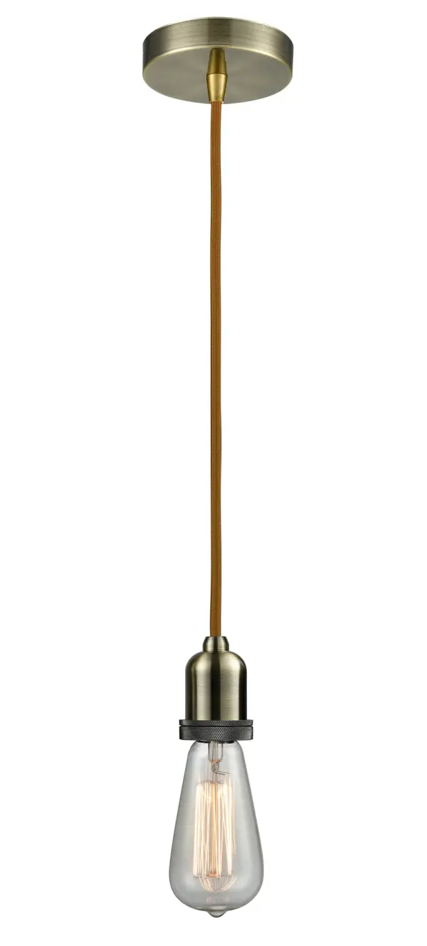 The bare bones of industrial style at its finest. This simple bare bulb pendant can be artfully hung with its varying cord lengths and provided hooks to set a hand crafted tone in any room.  Single to multi-light options in custom cord lengths available.