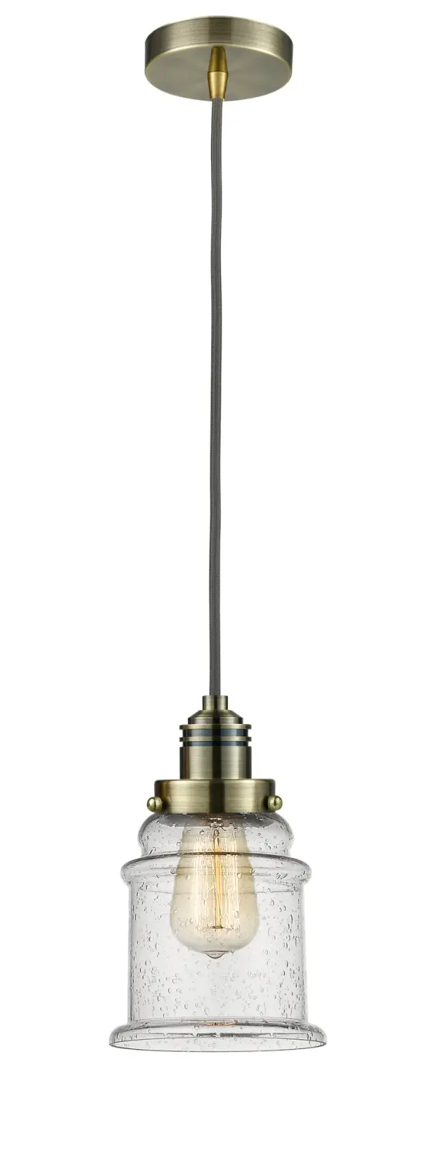 The heavy socket and knurling detail will bring a vintage industrial feel to any space. This simple bare bulb pendant can be hung with its varying cord lengths and provided hooks to set a hand crafted tone in any room.  Single to multi-light options in custom cord lengths available.