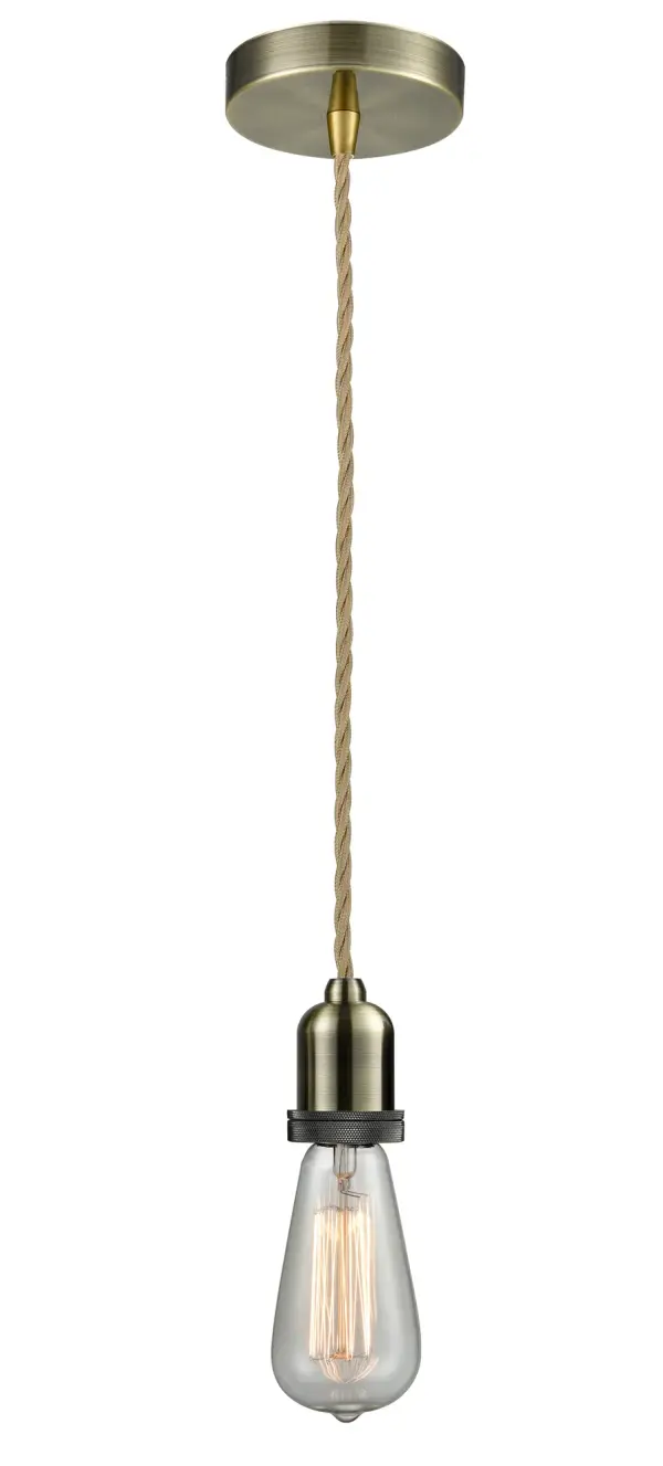 The bare bones of industrial style at its finest. This simple bare bulb pendant can be artfully hung with its varying cord lengths and provided hooks to set a hand crafted tone in any room.  Single to multi-light options in custom cord lengths available.