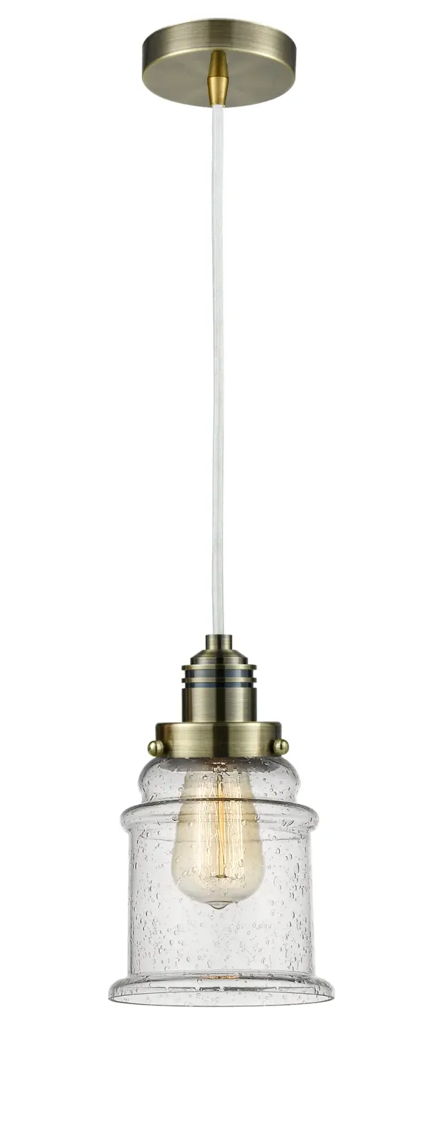 The heavy socket and knurling detail will bring a vintage industrial feel to any space. This simple bare bulb pendant can be hung with its varying cord lengths and provided hooks to set a hand crafted tone in any room.  Single to multi-light options in custom cord lengths available.