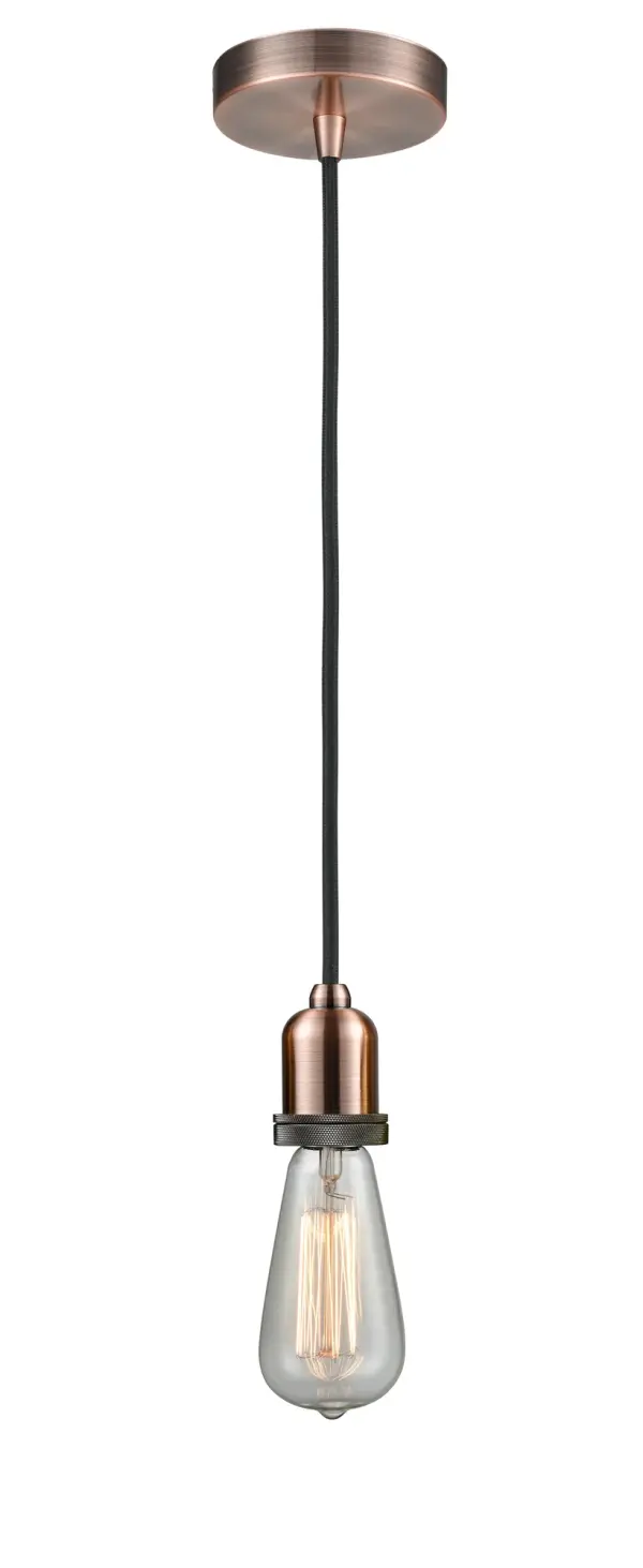 The bare bones of industrial style at its finest. This simple bare bulb pendant can be artfully hung with its varying cord lengths and provided hooks to set a hand crafted tone in any room.  Single to multi-light options in custom cord lengths available.