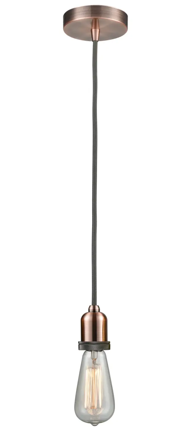 The bare bones of industrial style at its finest. This simple bare bulb pendant can be artfully hung with its varying cord lengths and provided hooks to set a hand crafted tone in any room.  Single to multi-light options in custom cord lengths available.