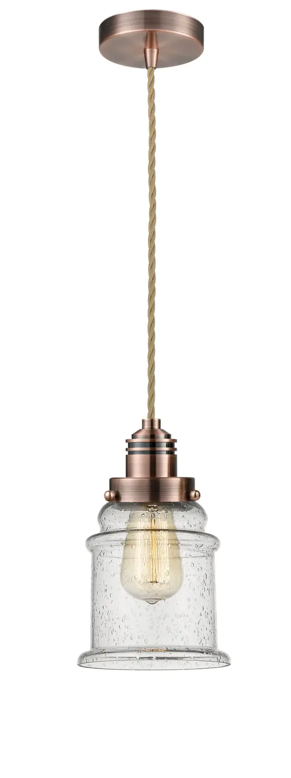 The heavy socket and knurling detail will bring a vintage industrial feel to any space. This simple bare bulb pendant can be hung with its varying cord lengths and provided hooks to set a hand crafted tone in any room.  Single to multi-light options in custom cord lengths available.