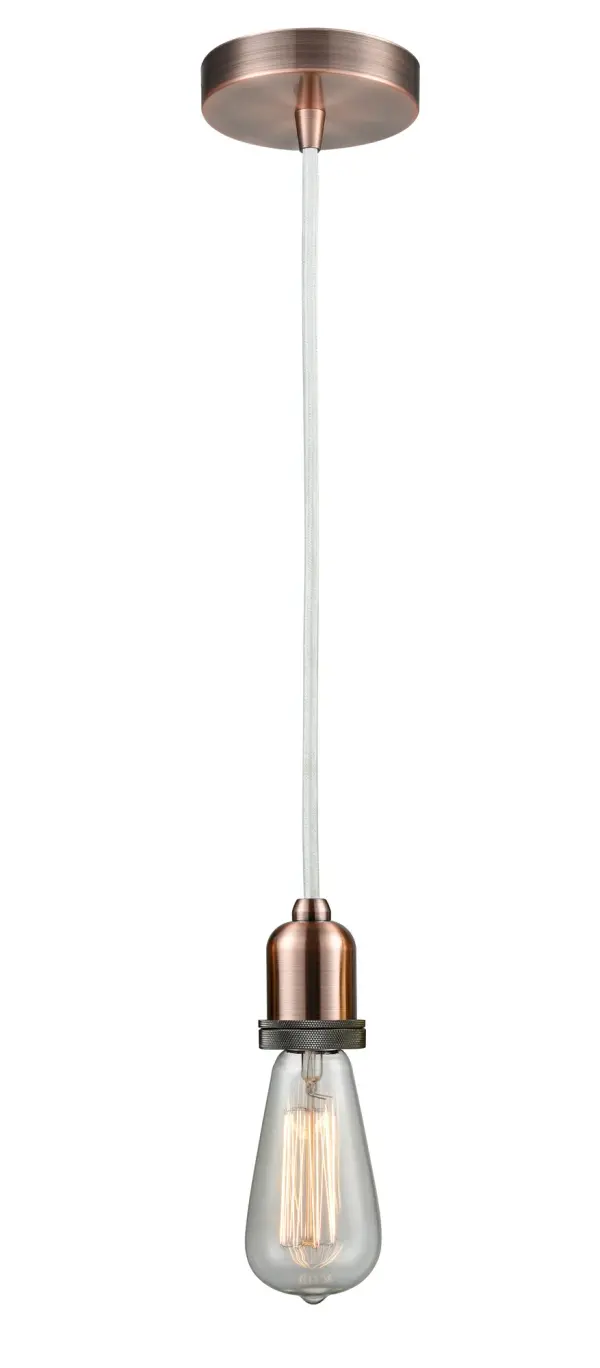 The bare bones of industrial style at its finest. This simple bare bulb pendant can be artfully hung with its varying cord lengths and provided hooks to set a hand crafted tone in any room.  Single to multi-light options in custom cord lengths available.