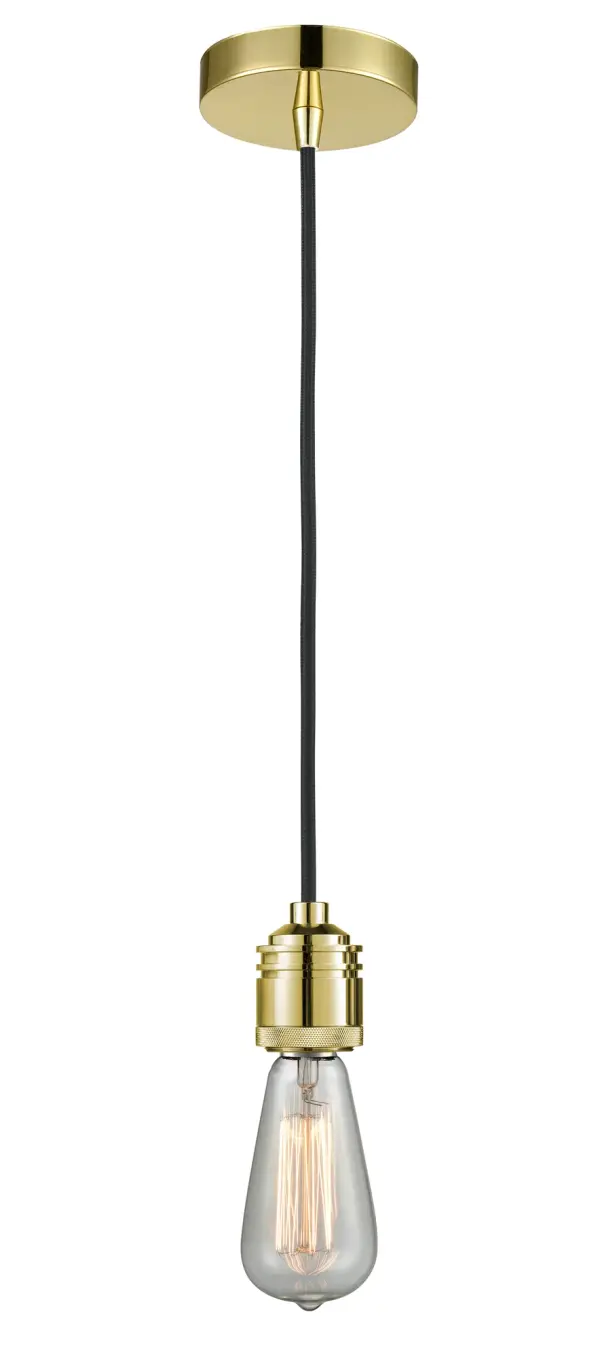The heavy socket and knurling detail will bring a vintage industrial feel to any space. This simple bare bulb pendant can be hung with its varying cord lengths and provided hooks to set a hand crafted tone in any room.  Single to multi-light options in custom cord lengths available.