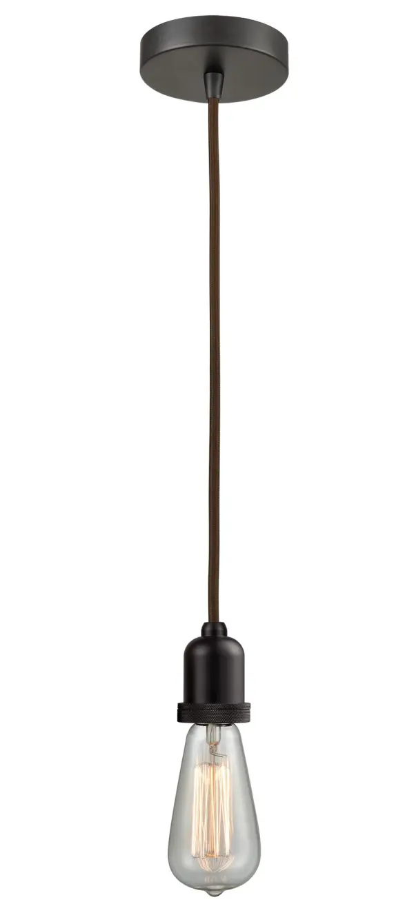 The bare bones of industrial style at its finest. This simple bare bulb pendant can be artfully hung with its varying cord lengths and provided hooks to set a hand crafted tone in any room.  Single to multi-light options in custom cord lengths available.