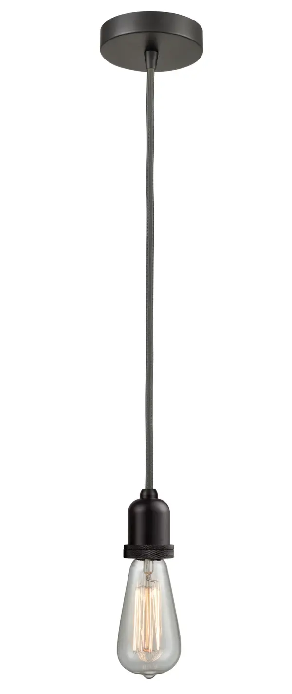 The bare bones of industrial style at its finest. This simple bare bulb pendant can be artfully hung with its varying cord lengths and provided hooks to set a hand crafted tone in any room.  Single to multi-light options in custom cord lengths available.