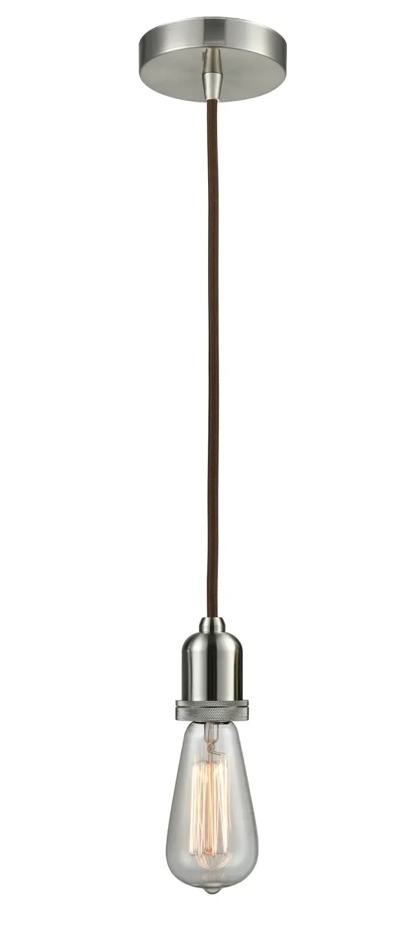 The bare bones of industrial style at its finest. This simple bare bulb pendant can be artfully hung with its varying cord lengths and provided hooks to set a hand crafted tone in any room.  Single to multi-light options in custom cord lengths available.