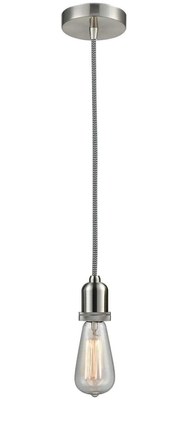 The bare bones of industrial style at its finest. This simple bare bulb pendant can be artfully hung with its varying cord lengths and provided hooks to set a hand crafted tone in any room.  Single to multi-light options in custom cord lengths available.