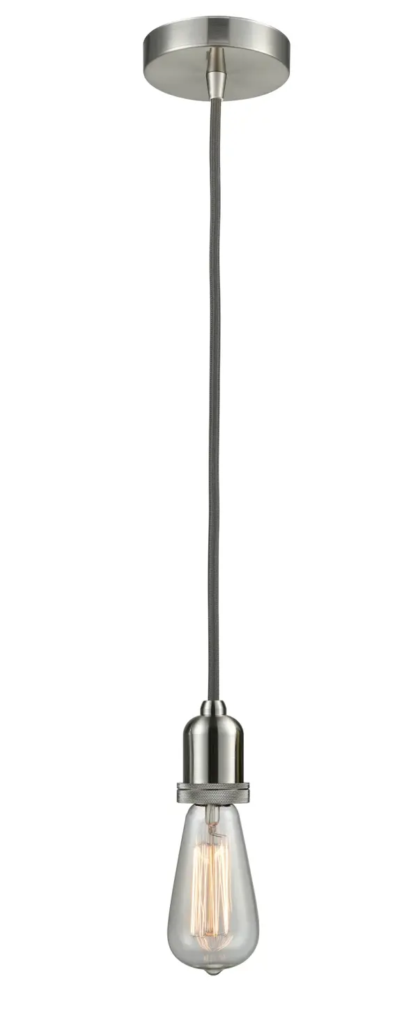 The bare bones of industrial style at its finest. This simple bare bulb pendant can be artfully hung with its varying cord lengths and provided hooks to set a hand crafted tone in any room.  Single to multi-light options in custom cord lengths available.