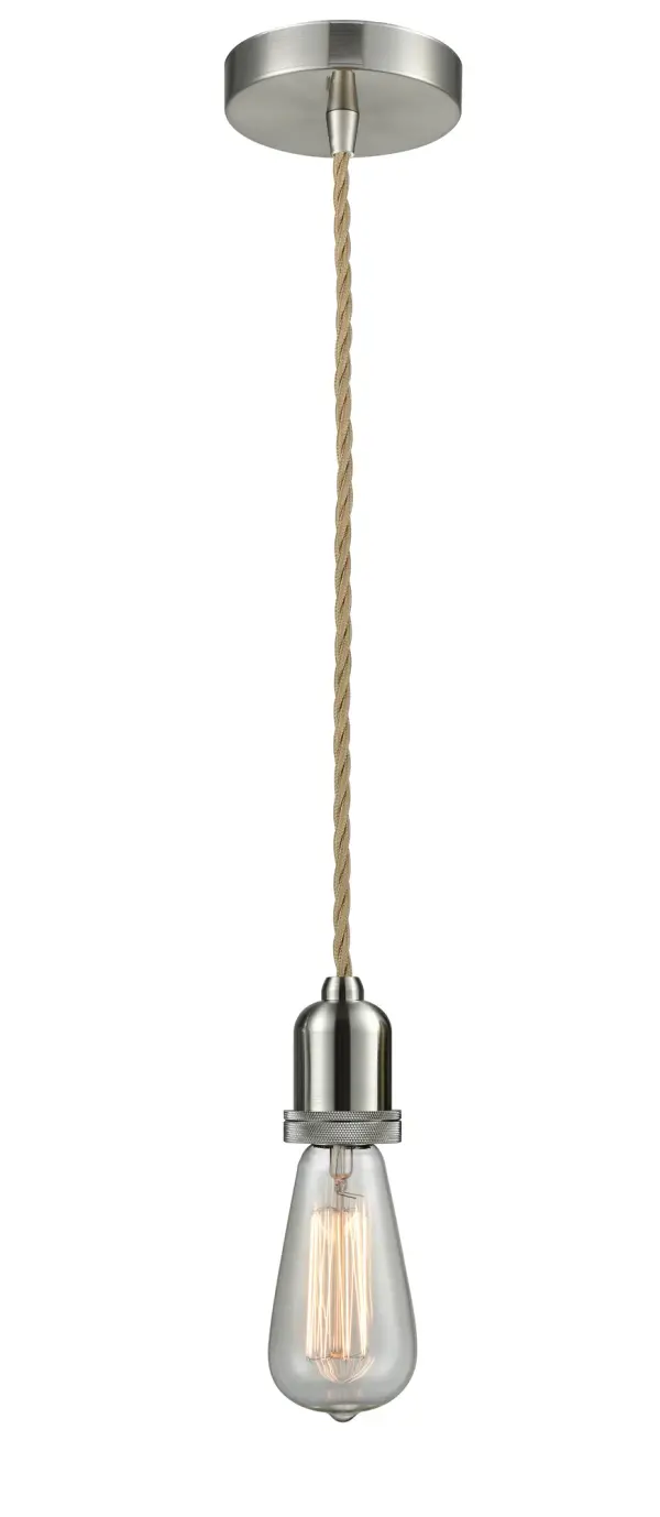 The bare bones of industrial style at its finest. This simple bare bulb pendant can be artfully hung with its varying cord lengths and provided hooks to set a hand crafted tone in any room.  Single to multi-light options in custom cord lengths available.