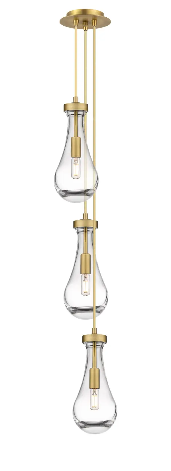 The organic teardrop shape of the Owego pendant is artfully hung from a tiered metal frame that is complemented by a single filament bulb.  These pendants look great as individual fixtures but make a grand statement when paired with our multi-port hanging system as part of our custom cord program.