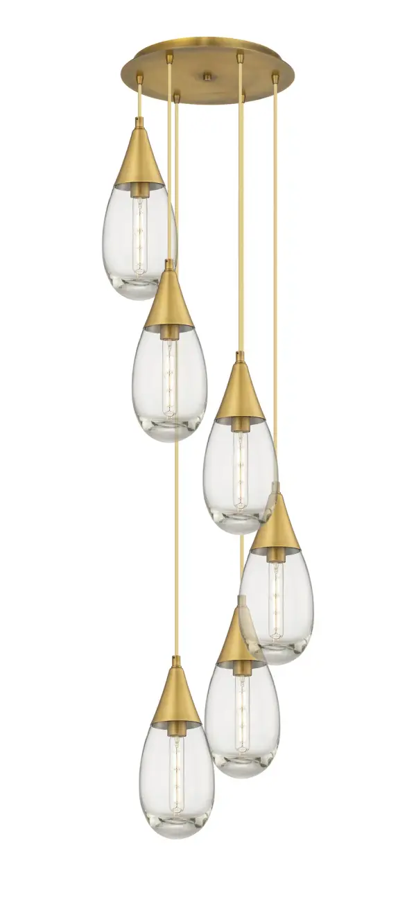 The Malone Pendant is a modern design for the traditional teardrop form.  The large fixture presents a beautiful silhouette with a cone inspired metal base opening up to reveal a single bulb encased in classic drop shaped heavy glass.