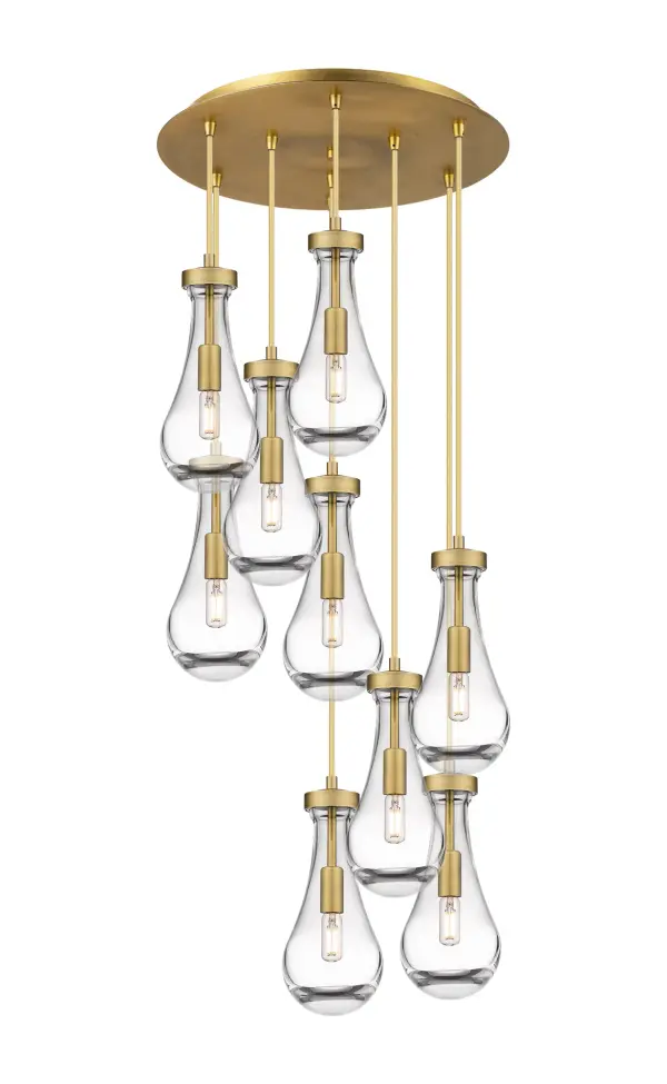 The organic teardrop shape of the Owego pendant is artfully hung from a tiered metal frame that is complemented by a single filament bulb.  These pendants look great as individual fixtures but make a grand statement when paired with our multi-port hanging system as part of our custom cord program.