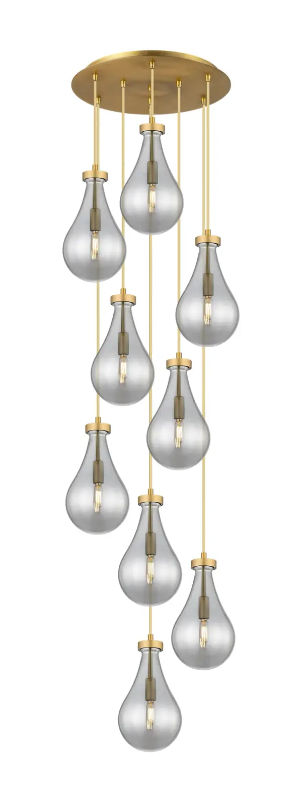 The organic teardrop shape of the Owego pendant is artfully hung from a tiered metal frame that is complemented by a single filament bulb.  These pendants look great as individual fixtures but make a grand statement when paired with our multi-port hanging system as part of our custom cord program.