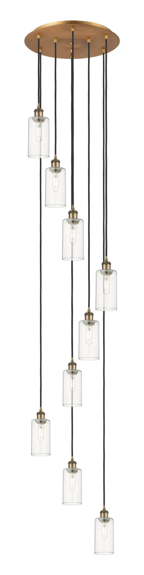 The organic teardrop shape of the Crown Point pendant is artfully hung from a tiered metal frame that is complemented by a single filament bulb.  These pendants look great as individual fixtures but make a grand statement when paired with our multi-port hanging system as part of our custom cord program.