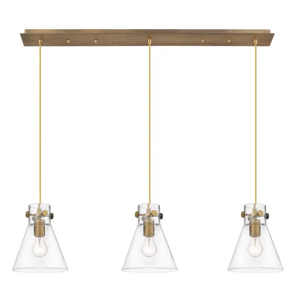 The Newton Cone is a modern industrial collection that incorporates exceptional architectural details and an equally striking cone shaped shade. The geometric shape of the glass or metal shade give this collection a charming and timeless presence. For a kitchen light choice that stands out, look no further than the Newton Cone pendant.