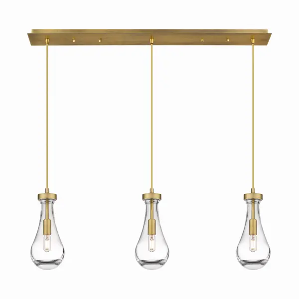 The organic teardrop shape of the Owego pendant is artfully hung from a tiered metal frame that is complemented by a single filament bulb.  These pendants look great as individual fixtures but make a grand statement when paired with our multi-port hanging system as part of our custom cord program.