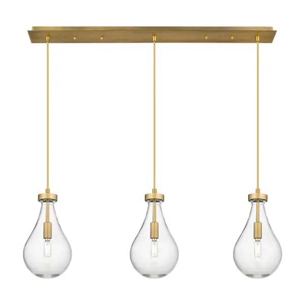 The organic teardrop shape of the Owego pendant is artfully hung from a tiered metal frame that is complemented by a single filament bulb.  These pendants look great as individual fixtures but make a grand statement when paired with our multi-port hanging system as part of our custom cord program.