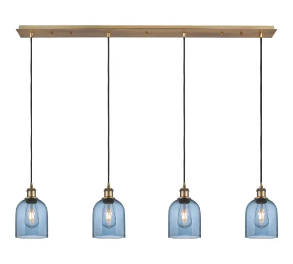 The organic teardrop shape of the Crown Point pendant is artfully hung from a tiered metal frame that is complemented by a single filament bulb. These pendants look great as individual fixtures but make a grand statement when paired with our multi-port hanging system as part of our custom cord program.