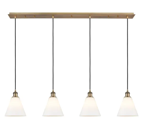 The organic teardrop shape of the Crown Point pendant is artfully hung from a tiered metal frame that is complemented by a single filament bulb. These pendants look great as individual fixtures but make a grand statement when paired with our multi-port hanging system as part of our custom cord program.