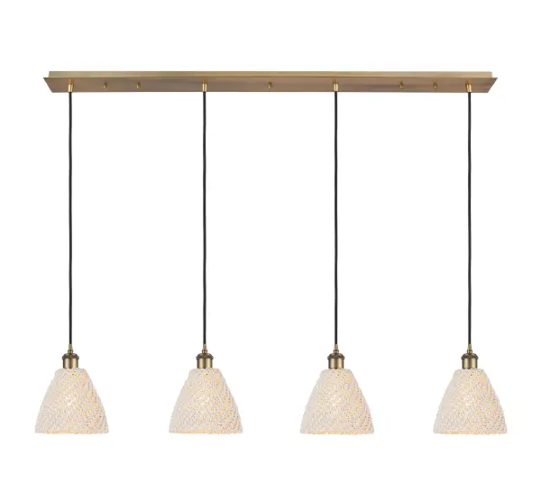 The organic teardrop shape of the Crown Point pendant is artfully hung from a tiered metal frame that is complemented by a single filament bulb. These pendants look great as individual fixtures but make a grand statement when paired with our multi-port hanging system as part of our custom cord program.