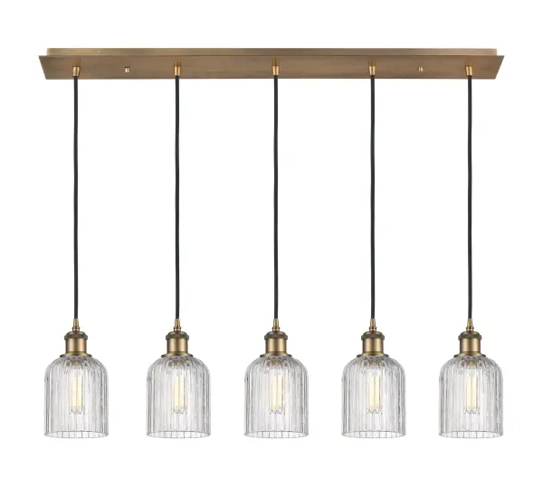 The organic teardrop shape of the Crown Point pendant is artfully hung from a tiered metal frame that is complemented by a single filament bulb. These pendants look great as individual fixtures but make a grand statement when paired with our multi-port hanging system as part of our custom cord program.