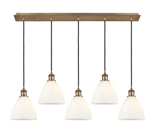 The organic teardrop shape of the Crown Point pendant is artfully hung from a tiered metal frame that is complemented by a single filament bulb. These pendants look great as individual fixtures but make a grand statement when paired with our multi-port hanging system as part of our custom cord program.