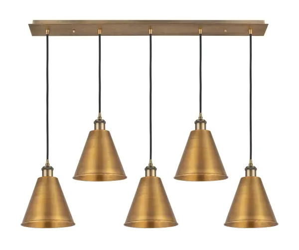 The organic teardrop shape of the Crown Point pendant is artfully hung from a tiered metal frame that is complemented by a single filament bulb. These pendants look great as individual fixtures but make a grand statement when paired with our multi-port hanging system as part of our custom cord program.