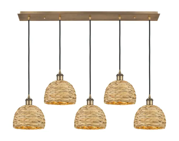 The organic teardrop shape of the Crown Point pendant is artfully hung from a tiered metal frame that is complemented by a single filament bulb. These pendants look great as individual fixtures but make a grand statement when paired with our multi-port hanging system as part of our custom cord program.