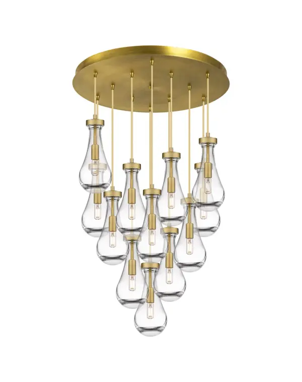 The organic teardrop shape of the Owego pendant is artfully hung from a tiered metal frame that is complemented by a single filament bulb. These pendants look great as individual fixtures but make a grand statement when paired with our multi-port hanging system as part of our custom cord program.