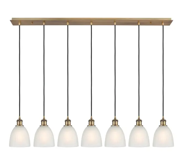 The organic teardrop shape of the Crown Point pendant is artfully hung from a tiered metal frame that is complemented by a single filament bulb. These pendants look great as individual fixtures but make a grand statement when paired with our multi-port hanging system as part of our custom cord program.