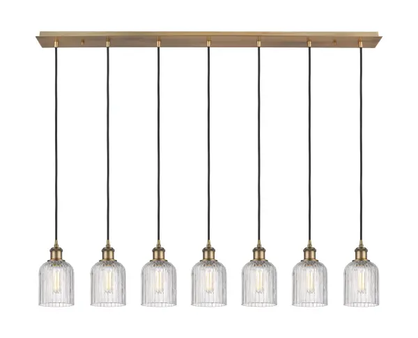The organic teardrop shape of the Crown Point pendant is artfully hung from a tiered metal frame that is complemented by a single filament bulb. These pendants look great as individual fixtures but make a grand statement when paired with our multi-port hanging system as part of our custom cord program.