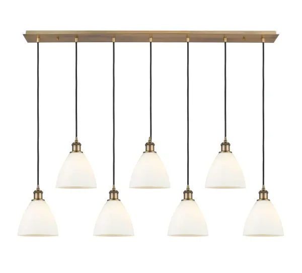 The organic teardrop shape of the Crown Point pendant is artfully hung from a tiered metal frame that is complemented by a single filament bulb. These pendants look great as individual fixtures but make a grand statement when paired with our multi-port hanging system as part of our custom cord program.