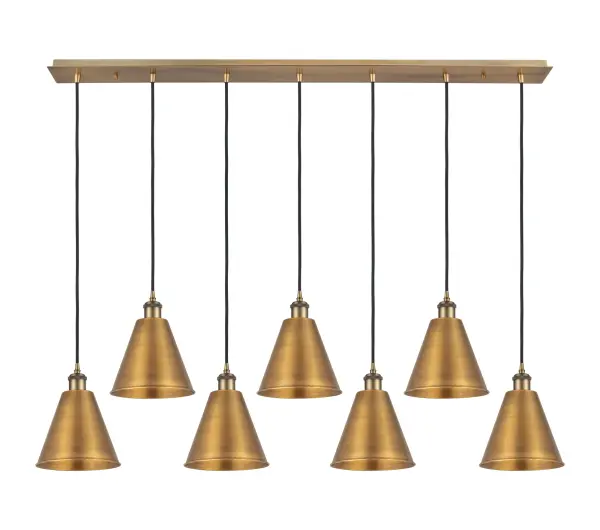 The organic teardrop shape of the Crown Point pendant is artfully hung from a tiered metal frame that is complemented by a single filament bulb. These pendants look great as individual fixtures but make a grand statement when paired with our multi-port hanging system as part of our custom cord program.