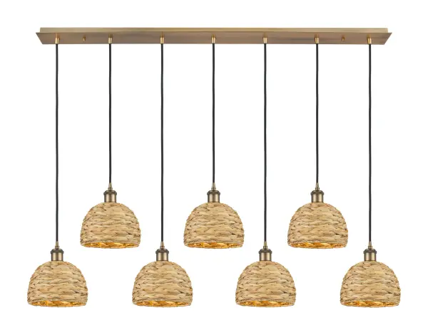 The organic teardrop shape of the Crown Point pendant is artfully hung from a tiered metal frame that is complemented by a single filament bulb. These pendants look great as individual fixtures but make a grand statement when paired with our multi-port hanging system as part of our custom cord program.