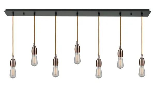 This bare-bulb collection introduces a kiss of contemporary to the vintage edison bulb style. With varying lengths of cord available, you're able to create a lighting statement all your own when hanging the Chelsea.  Single to multi-light options in custom cord lengths available.