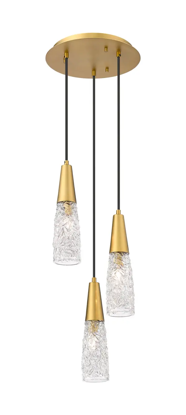 The Amherst Brook Collection embodies a striking blend of natural allure and contemporary elegance. Each fixture in this collection showcases a dynamic, flowing design, beautifully ensconced within a sleek, clear glass cone. The result is a luminary that not only illuminates spaces but does so with a flair of modern sophistication that captivates and delights.