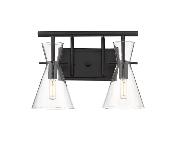 For those who want to make a statement, the Colden collection is a superior choice. Flashy triangular glass shades set the tone for these vanity fixtures while the Edison style bulbs add a touch of vintage flair.