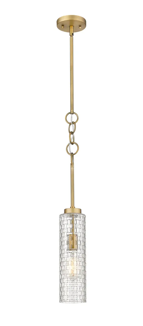 This delicate pendant is a wondrous ode to the art nouveau style. Chain detailing breaks up the long straight base while the basketweave or art deco swirl glass shades provide a whimsical feeling that makes for a great conversation piece.