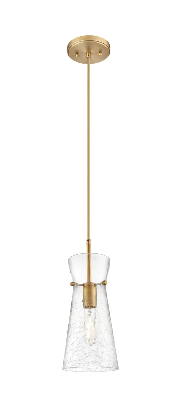 The Nicole is a modern industrial collection that incorporates exceptional architectural details and an equally striking cone shaped shade. The geometric shape of the glass or metal shade give this collection a charming and timeless presence. For a kitchen light choice that stands out, look no further than the Nicole pendant.