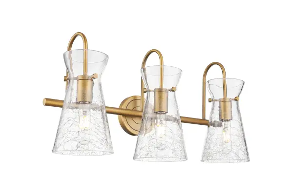 The Nicole is a modern industrial collection that incorporates exceptional architectural details and an equally striking cone shaped shade. The geometric shape of the glass or metal shade give this collection a charming and timeless presence. For a bathroom light choice that stands out, look no further than the Nicole bath vanity light. - alternate view