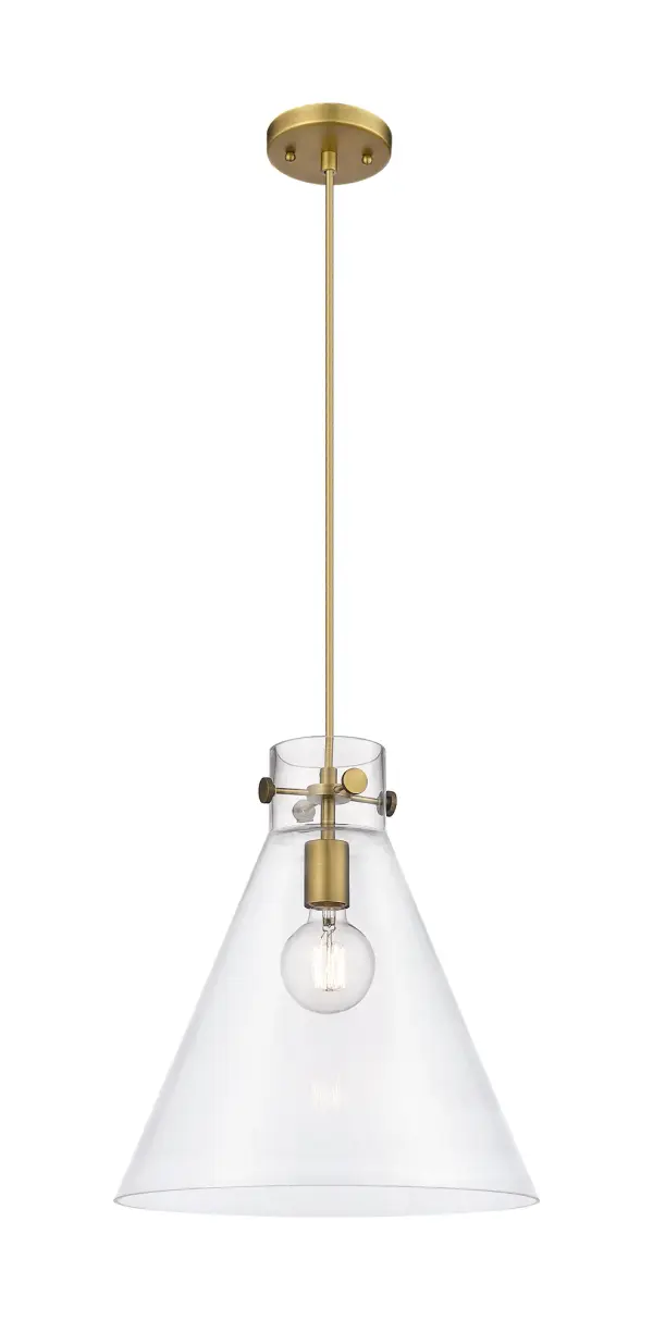 The Newton Cone is a modern industrial collection that incorporates exceptional architectural details and an equally striking cone shaped shade. The geometric shape of the glass or metal shade give this collection a charming and timeless presence. For a kitchen light choice that stands out, look no further than the Newton Cone pendant.