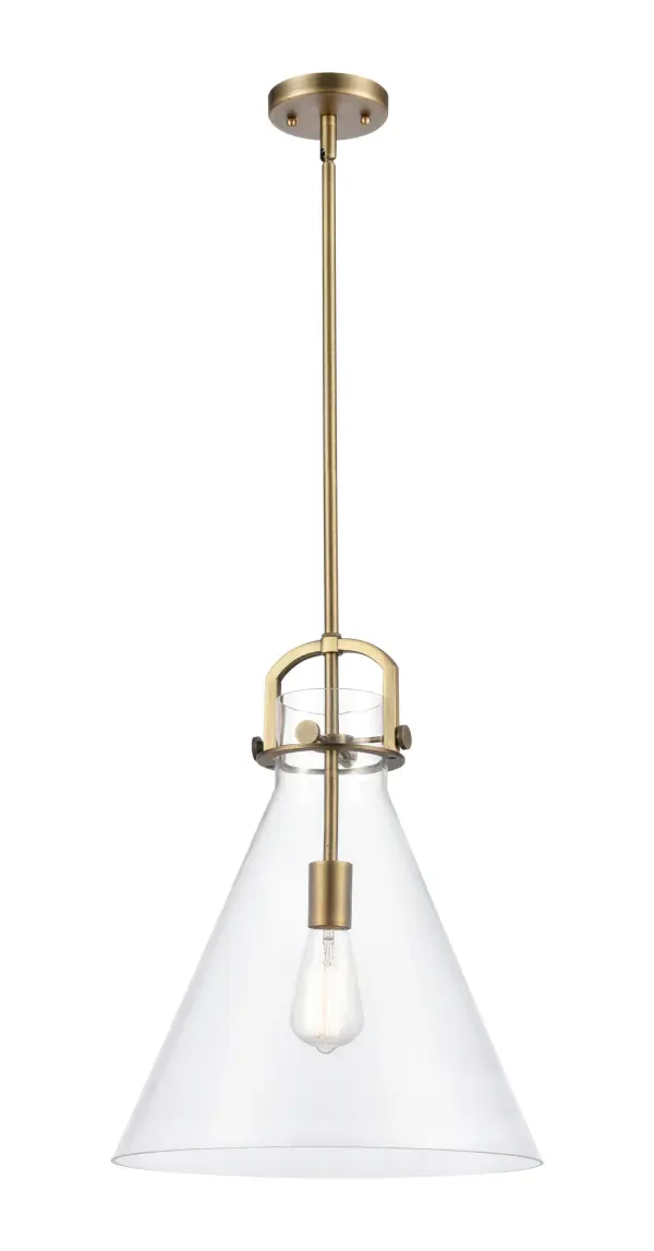 The Newton Cone is a modern industrial collection that incorporates exceptional architectural details and an equally striking cone shaped shade. The geometric shape of the glass or metal shade give this collection a charming and timeless presence. For a kitchen light choice that stands out, look no further than the Newton Cone pendant.