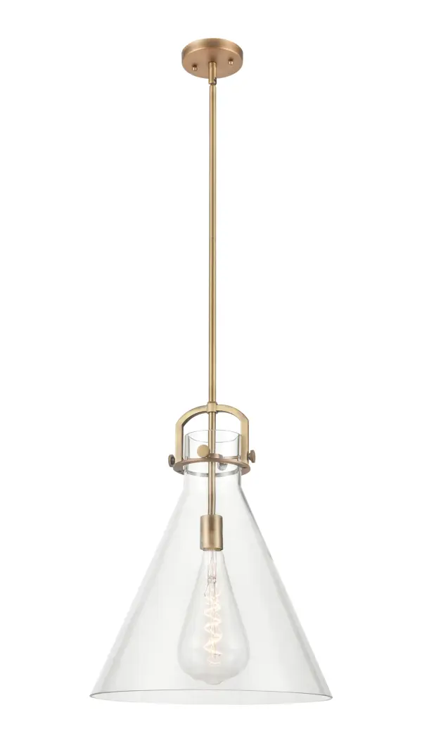 The Newton Cone is a modern industrial collection that incorporates exceptional architectural details and an equally striking cone shaped shade. The geometric shape of the glass or metal shade give this collection a charming and timeless presence. For a kitchen light choice that stands out, look no further than the Newton Cone pendant.