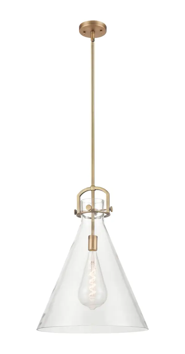 The Newton Cone is a modern industrial collection that incorporates exceptional architectural details and an equally striking cone shaped shade. The geometric shape of the glass or metal shade give this collection a charming and timeless presence. For a kitchen light choice that stands out, look no further than the Newton Cone pendant.
