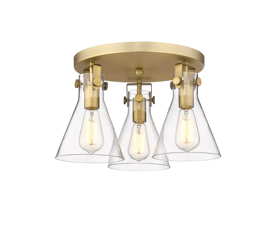 Newton Cone - Brushed Brass - Flush Mount - Image 1